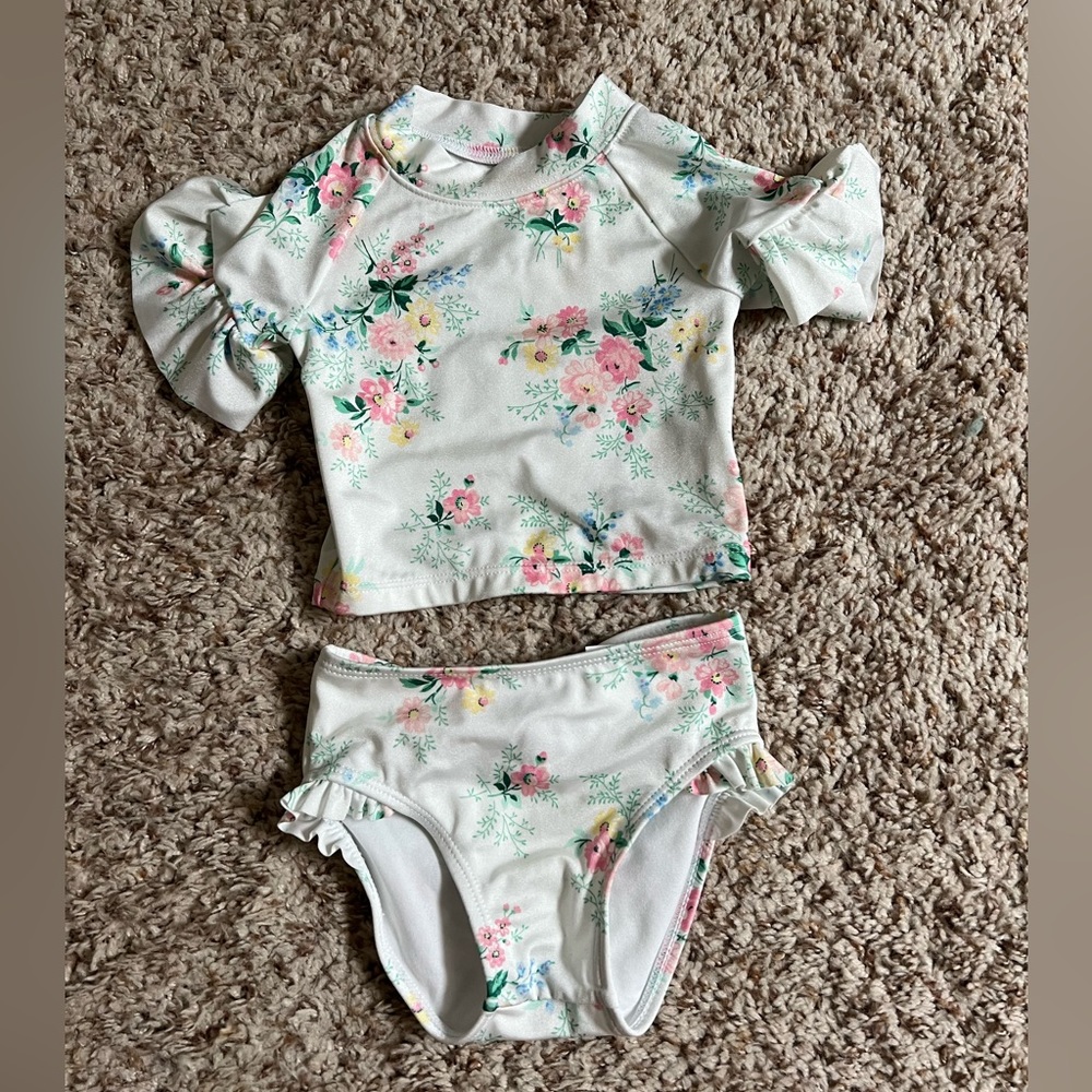 Janie and Jack Floral Rash Guars Set